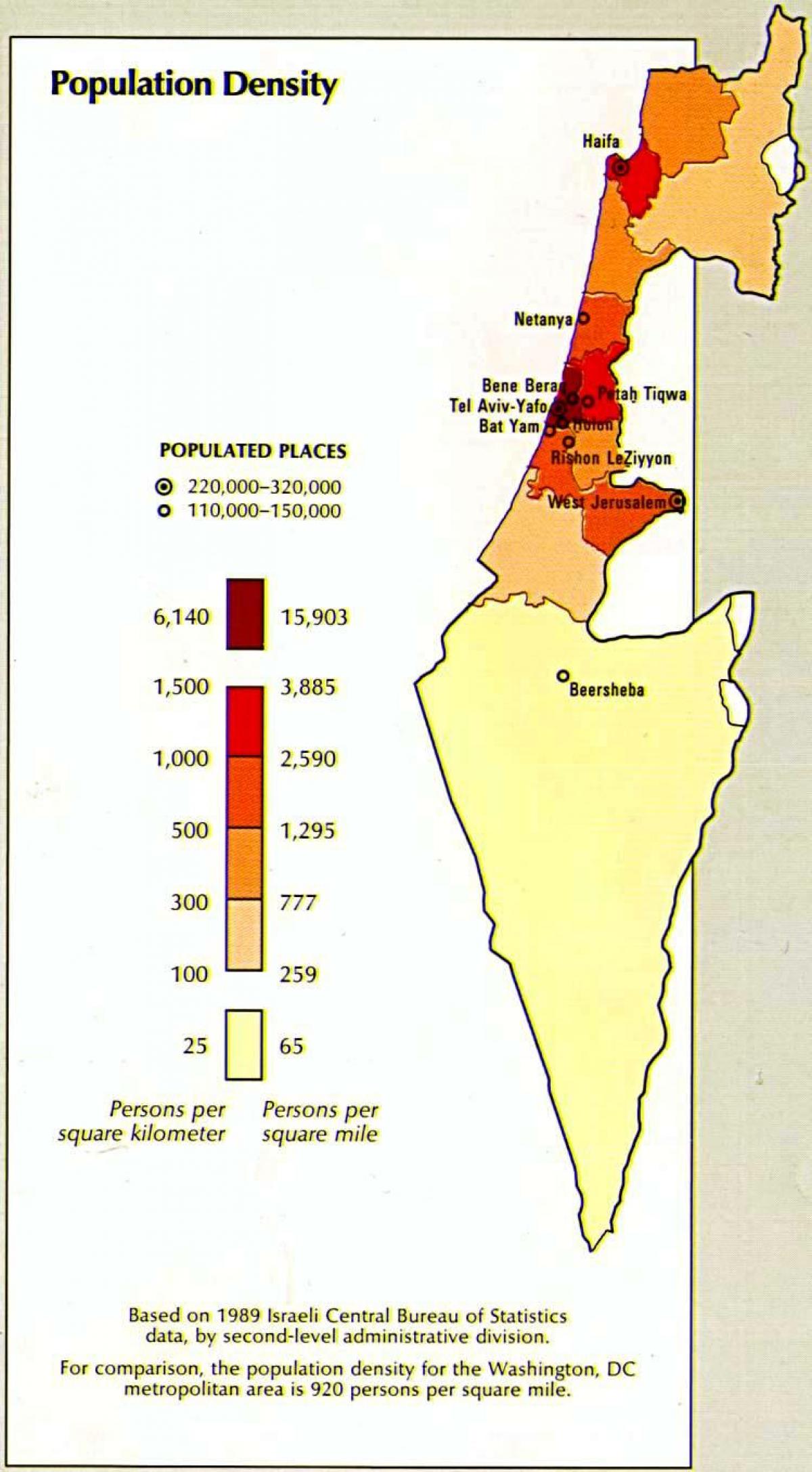 карта становништва Израела