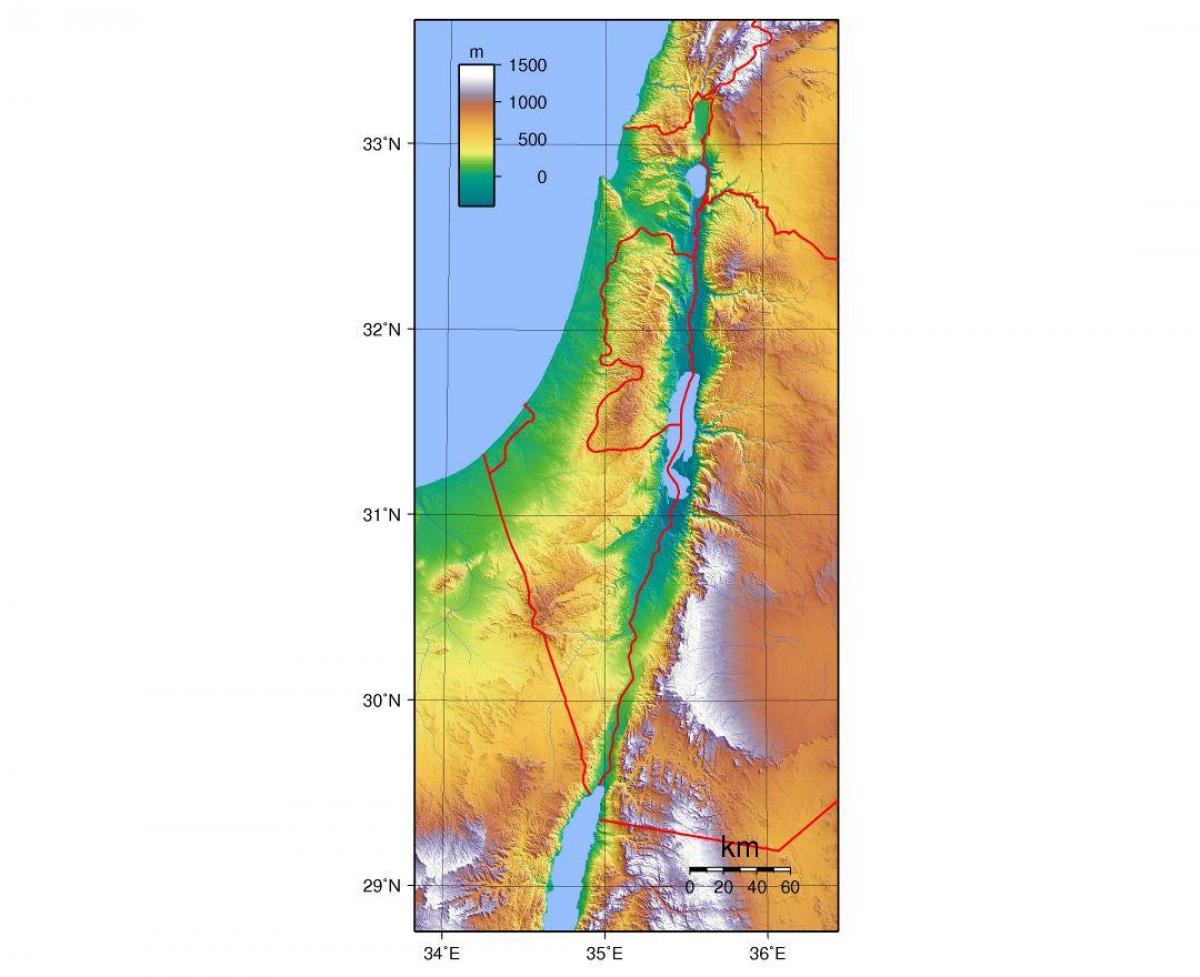 карта Израела висини
