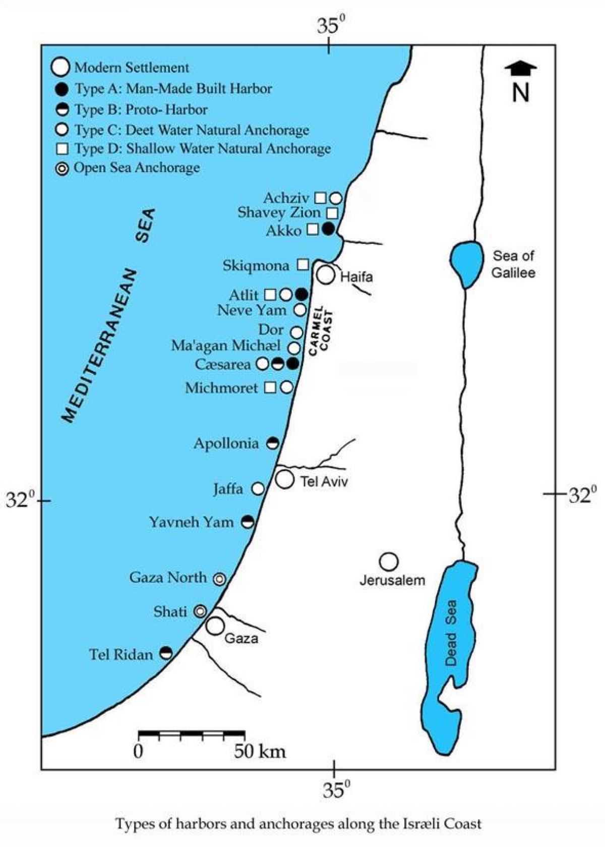 карта Израела луке