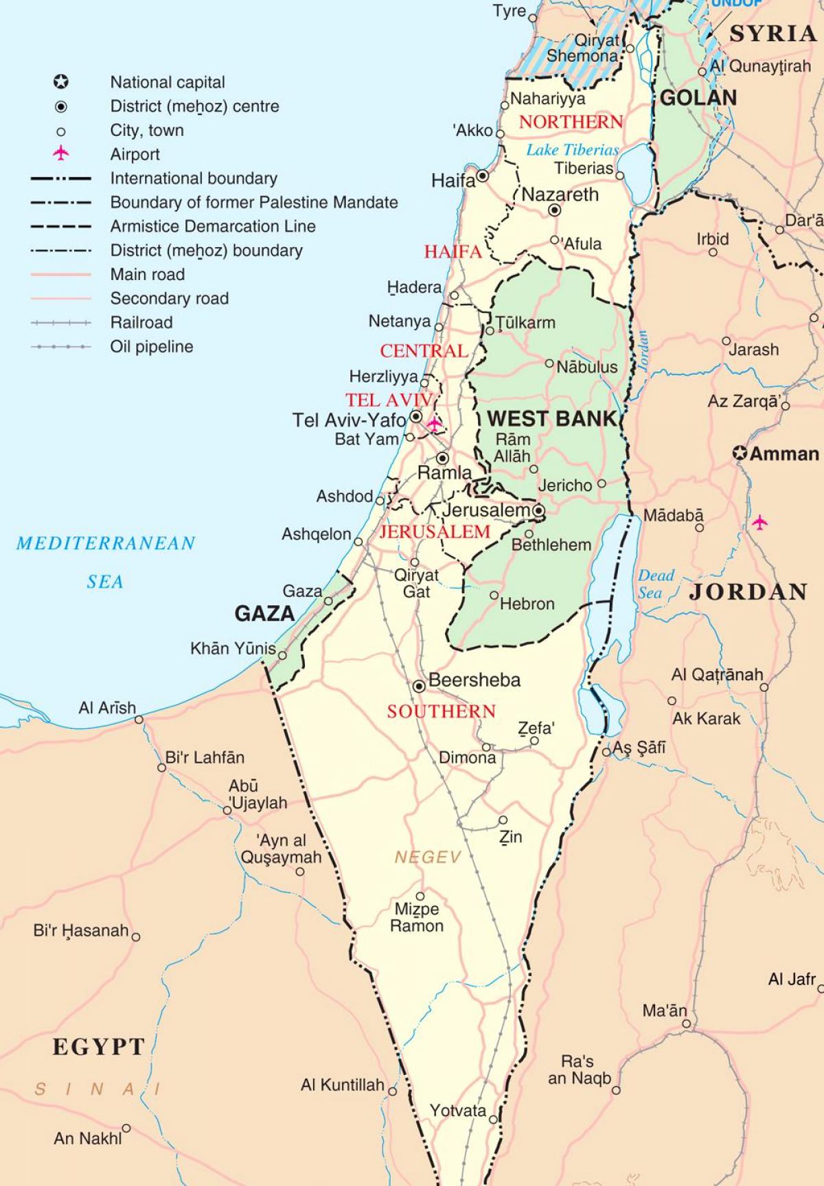 карта Израела туристичка
