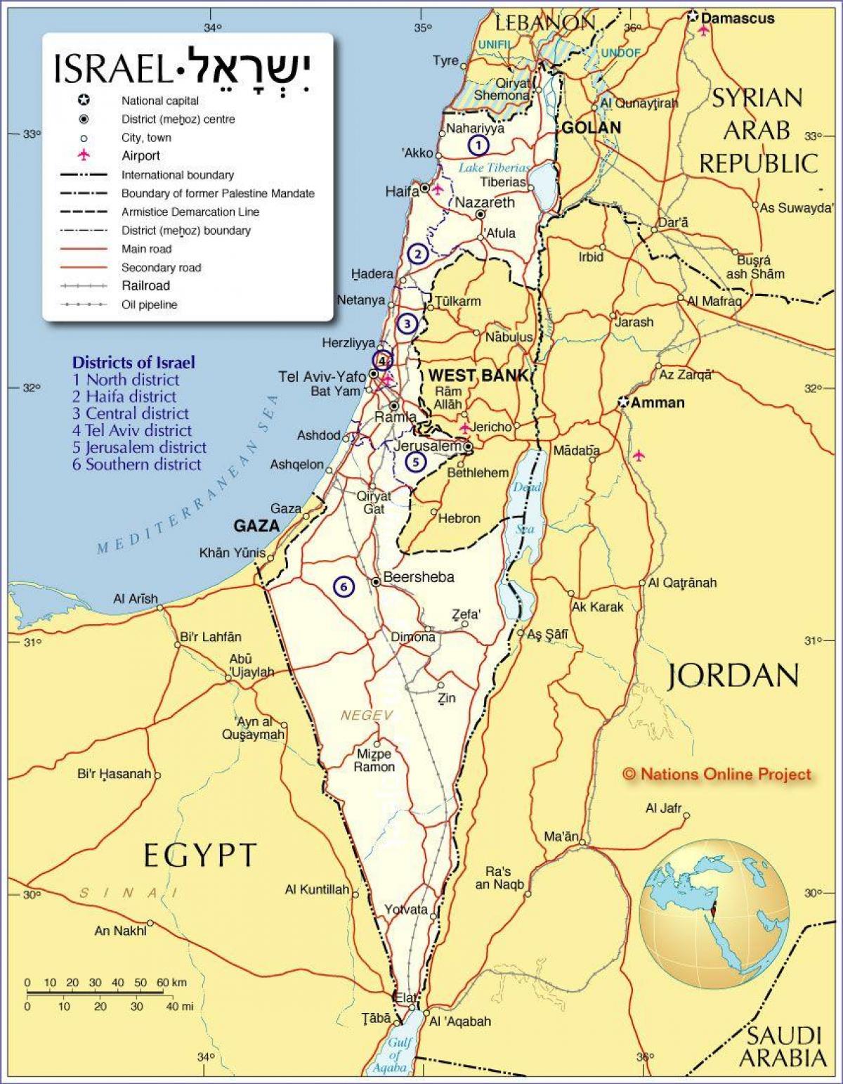Израел региону мапи