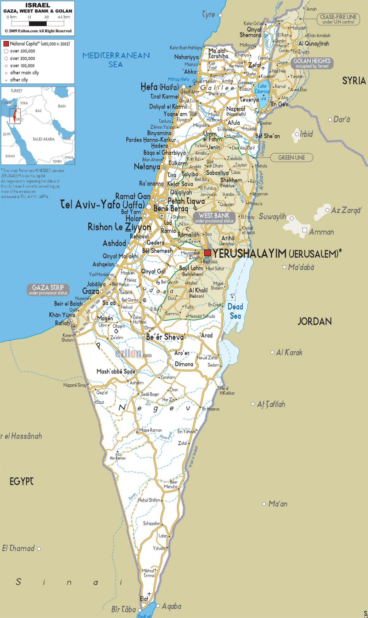 карта путева Израела